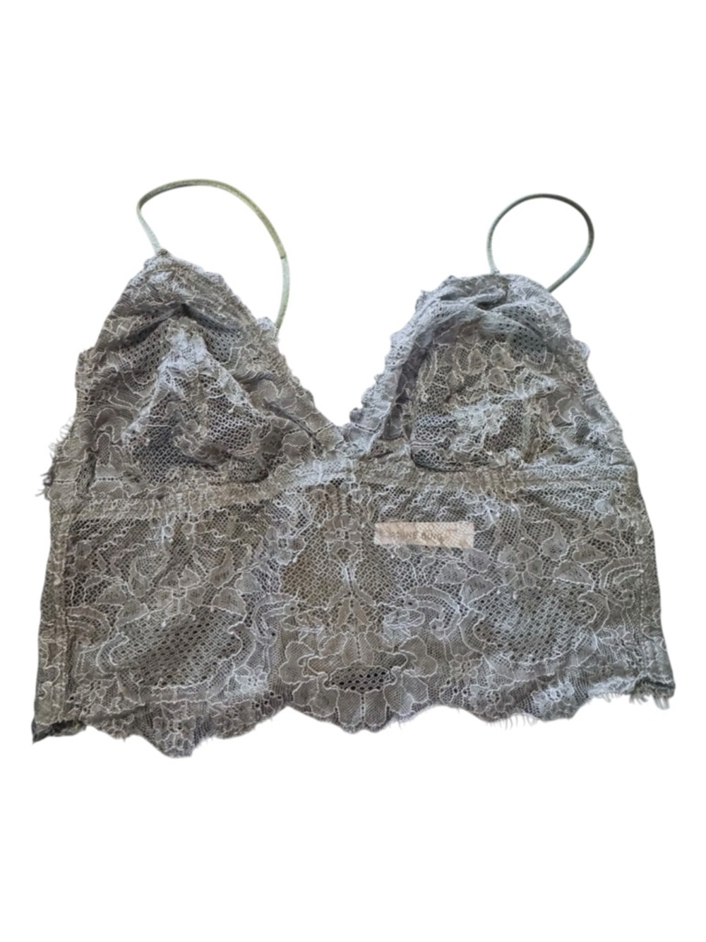 ANINE BING Sage Green Lace Longline Soft Bralette Unlined XS NWOT